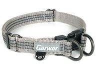 Garwor Reflective Dog Collar with Buckle, Adjustable Collars with Double D-Ring, for Large Dogs.(L, Grey)