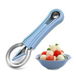 Suuker Melon Baller Scoop Set,Professional 4 In 1 Stainless Steel Fruit Carving Tools Knife Kit,Fruit Scooper Watermelon Knife for Ice Cream Melon,Dig Pulp Separator Fruit Slicer(Blue)