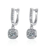 Crystal Drop Earrings for Women Silver Diamante 18K White Gold 925 Sterling Silver Loop Huggie Hoop Earring with Charm Jewellery Gifts