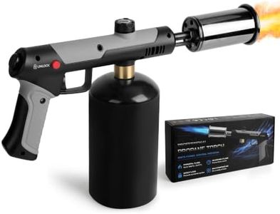 Housmax Propane Torch Gun with One-Touch Ignition & Max Fire, Safety Lock, Adjustable Flame up to 3272°F, Handheld Torch for Charcoal Grills, BBQ, Campfires & Sous Vide Searing, Tank Not Included