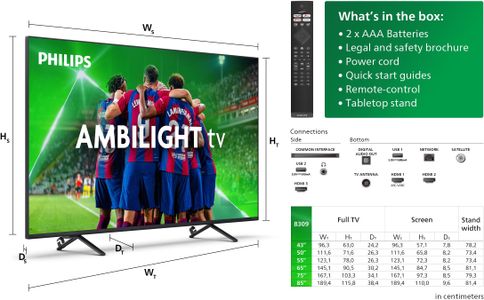 Philips 50" Ambilight 4K LED Smart TV – Titan OS, Dolby Atmos, Alexa