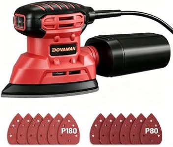 DOVAMAN DLS03A Detail Sander, 130W Palm Sander Tool, Dust Collection System, 12PCS Sandpaper, 12000RPM Compact Hand Tool for Wood Steel Surfaces