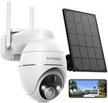 TMEZON Solar Battery Surveillance Camera Outdoor, 2K Wireless PTZ WLAN IP Outdoor Camera with Colour Night Vision, PIR Motion Sensor, Siren/White Light Alarm, 2-Way Audio, 2.4GHz WiFi CloudEdge App