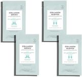 Voesh Collagen Gloves and Socks- Peppermint Oil, Collagen Infused, 4 Pack, 2 Pack of Gloves, 2 Pack of Socks, at Home Spa, Body Care, Nourishing, Hydrating Gloves and Socks