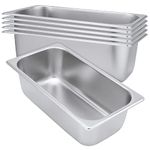 HEIHAK 4 Pack 1/3 Size x 4" Deep Steam Table Pan, Stainless Steel Anti-Jam Steam Table Hotel Pan for Restaurant Family Events Personal Catering Use, 12.8 x 6.9 x 4 Inch