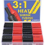 haisstronica 220pcs 3:1 Heat Shrink Tubing, Adhesive Lined Marine Grade Heat Shrink Tube - 1.75" Length 6Size Perfect for Home,Automotive,and Industrial, 1/8"-3/4" (Black/Red)