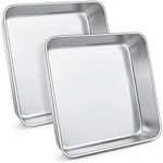 Joyfair 9 inch Cake Tin Set of 2, Stainless Steel Square Baking Pan, Baking Tray Great for Birthday Christmas, Brownie Lasagna Bakeware, Healthy & Durable, Matte Finished & Dishwasher Safe, 23.5 cm