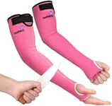 OriStout Cut Resistant Gardening Sleeves with Tumb Hole, Protective Arm Sleeves for Yard Work, Kitchen, Arm Guards for Biting, Pet Grooming, Gardening Gifts for Women, Pink, 1 Pair