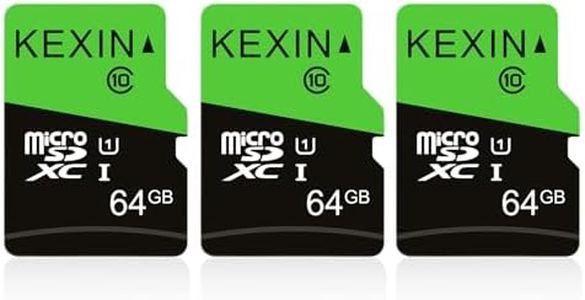 KEXIN Lot de 3 Cartes Micro Mémoire MicroSDXC SD 64 Go UHS-I, U3, C10, TF pour Drone, Dash Cam, Caméra de Sport, de Surveillance, Smartphone, Tablette, Ordinateur Portable