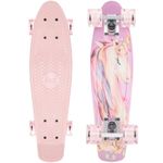 KMX 22 Inch Classic Mini Cruiser Skateboard for Boys, Girls, Kids, Teens, Students - Beginner Skateboard for Kids Ages 6-12, Skate Board LED Light up Wheels Cute Penny Board(Unicorn Pink)