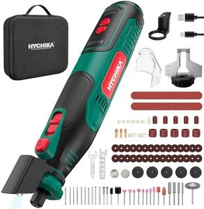 HYCHIKA Cordless Rotary Tool 8V 2.0Ah Larger Battery, 5-Speed 30000RPM Max,145Pcs Accessories Kit Chainsaw Sharpener and LED Work Light, for Detail Sanding Polishing Cutting Drilling DIY Engraving