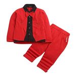 Hopscotch Boys Polka Dot Print ShirtPant Set with Bow in Red Color for Ages 12-24 Months