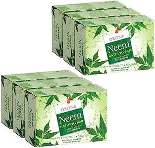 Ozone Neem Bathing Bar | Anti-Bacterial Soap for Acne & Rashes | Enriched with Neem, Coconut Oil & Castor Oil | Paraben-Free | 125g (Pack of 6)