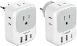 European Travel Plug Adapter, TESSAN US to France Plug Adapter with 4 AC Outlets 3 USB Ports(1 USB C), Type C Plug Adapter and Type E/F Power Adaptor for USA to Europe Korea Spain Germany Iceland