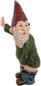 BELLA HAUS DESIGN Gnome Statue - 10.3" Tall Polyresin - Willy The Peeing Garden Gnome for Lawn Ornaments, Indoor or Outdoor Decorations - Red and Green Funny Gnomes