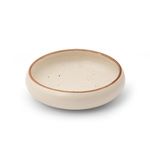 Claymistry Wide Ceramic Ivory with Brown Dots & Brown Edge Serving Bowl | 20cm * 20cm * 5cm | Matte | Dishwasher & Microwave Safe | Salad, Fruit, Cereal, Dessert, Curd, Mixing Bowl | Premium Crockery