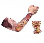 FABSPORTS Cooling Tatoo Arm Sleeves & Bandana combo for Men & Women with UV Protection, Quick Dry, for cycling, cricket, skating, biking etc, Tiger