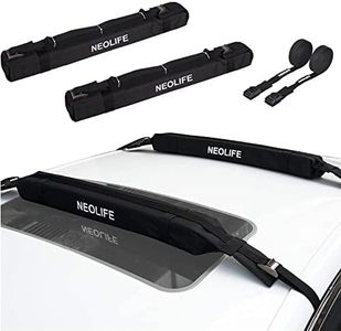 WONITAGO Soft Roof Rack Pads with Single Wrap-Rax Straps and Storage Bag, Universal Car Roof Rack for Surfboard, Kayak, SUP Paddleboard, Canoe, 28" (Pair)
