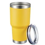 MEWAY 30oz Tumbler Double Wall Vacuum Insulated Travel Mug, Stainless Steel Tumbler with Lid, Durable Powder Coated Insulated Coffee Cup for Cold & Hot Drinks (Yellow, 1 Pack)