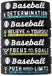 Inkstone (12-pack) Baseball Bracelets with Motivational Sports Quotes - Wholesale Pack of 12 Silicone Rubber Wristbands for Bulk Baseball Team Gifts and Party Favors - Unisex for Boys Girls Men Women