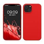 kwmobile Case for iPhone 14 Case - Slim Soft TPU Silicone Cover - Works with Wireless Charging - Red