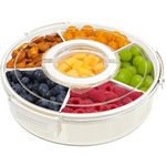 STORICANS Rotating Snack Box Container, Divided Serving Tray with Lid and Handle Snackle Box Container, Snack Organizer for Adults Fruit Tray, Veggie Tray, Perfect for Party, Entertaining