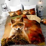 Morbuy 3D Duvet Cover Set for Single Double King Size Bed, Animal Printed Bedding Sets Boys Girls Bedroom Microfiber Duvet Set Quilt Case with Pillowcases (Baby fox,180x220cm)