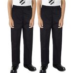 A2Z 4 Kids Boys Plain School Uniform Pants Pull Up Regular - Boys UF Pant 781 Jet Black 2 Pack 15-16