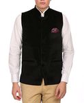 WINTAGE Men's Poly Cotton Festive and Casual Nehru Jacket Vest Waistcoat : Black, X-Small