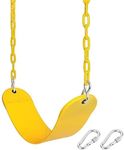 Shopster Heavy-Duty Outdoor Swing Seat with Snap Hooks, Flexible Swing Set Accessories for Playground, 5 Feet / 60 Inches Plastic Coated Chains - Safe & Comfortable Swing Set for Kids & Adults-Yellow