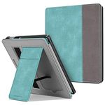 FINTIE Stand Case for All-new Kindle Oasis (10th Generation, 2019 Release & 9th Generation, 2017 Release) - Premium PU Leather Protective Sleeve Cover with Card Slot and Hand Strap, Denim Turquoise