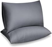 Fittia Cooling Pillow Cases for Hot Sleepers, 100% Rayon Derived from Bamboo Pillowcases 2 Pack, Soft Silky Pillow Cases with Envelope Closure, Dark Grey, 20"x26"