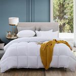 ABOUTABED Twin Bedding Comforter Duvet Insert - All Season Cooling Down Alternative - Ultra Soft Quilted Comforters with Corner Tabs- Hotel Collection Machine Washable（Solid White, Twin）