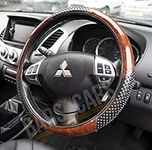 Universal Fit Car Steering Wheel Cover 37-39CM/15" Anti Slip Breathable Protector Car Accessory Year Round Use for Truck SUV (Wood Effect Massage)