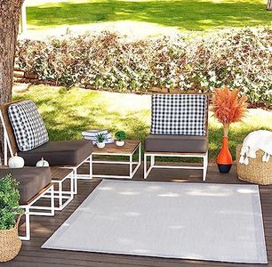 Surya Indoor Outdoor Rug - Durable Area Rugs Living Room, Kitchen, Garden, Patio - Geometric Patterned Rugs, UV Weather and Stain Resistant - Arsuz Large 160x213cm, Ivory and Light Grey Rug