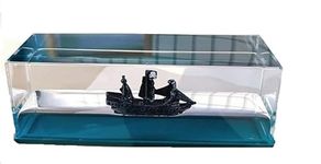 Pirate Ship Model in Fluid drift bottle, Black Pearl Ghost Boat in your Office and House, Liquid Paperweight Boat Running Decoration, Great Stress Relief and Gifts by Mascoto, S