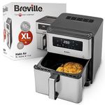 Breville Halo Air Fryer | 9L Digital Air Fryer Oven | 1700W Power for Fast Results | 50% More Energy Efficient|Large Size: 65% More Cooking Space | Fry, Bake, Roast & Grill | [VDF131], Black/Silver