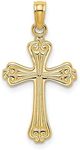 Jewelry Affairs 14K Real Yellow Gold Engraved Cross Charm Pendant