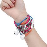 URIZONS Nylon Braided Tangle Free in Ear Headphones - Colorful Wraps Wired Earbuds Bracelet with Microphone High Definition Compatible with iPhone, iPad, Mac, Laptop Android Samsung (7#)