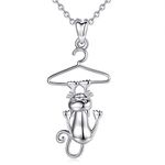 CELESTIA Cat Pendant Necklace for Girls Women 925 Sterling Silver Jewellery Cute Gifts for Cat Lovers Women