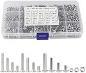 500x M3/M4/M5 Stainless Steel Hex Socket Button Head Bolts Screws Nuts Kit Nuts Assortment with Storage Box