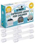 Booboo® (6 Pack) Premium Child Locks for Kitchen Cupboards, Child Proof Cabinet Locks, Drawer Locks Baby Proofing Cabinets with No Drilling, Extra Strong Adhesive + 2 Spare Stickers