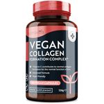 Vegan Collagen 1000mg Advanced Superfood Blend - 180 Capsules (3 Month Supply) - Vegan Collagen Alternative with Zinc, Vitamin E & Vitamin C - Normal Skin Pigmentation - Made in The UK by Nutravita