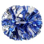 Lovecheer 2PCS Pom Poms Cheerleading Blue and Silver Metallic Cheer Pom Poms with Baton Handle for Sports Team Spirit Party Cheering