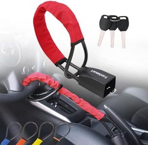 Steering Wheel Lock Seat Belt Lock Anti-Theft Device Steering Wheel Locks for Cars SUV Golf Cart Vehicle Security Antitheft Locking Devices- Red