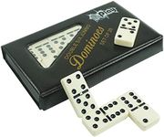 PUREPLAY Jumbo Classic Dominoes Double 6 Game Set，Ivory 28pcs Domino Set in Poatable PVC Case-Family Nights,Party Favors,Travel and Anytime Use,2-4 Players