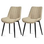 OFCASA Dining Chairs Set of 2 Faux Leather Kitchen Counter Chairs with Backrest and Metal Legs Living Room Corner Chairs Lounge Restaurant Reception Chairs