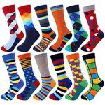 Jeasona 12 Pairs Mens Socks 9-11 Multipack Colourful Funky Dress Cotton Funny Cool Crazy 9-11 Christmas Stocking Stuffer Gifts for Men