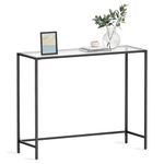 VASAGLE Entryway Table, Console Table, Tempered Glass Tabletop, Modern Sofa Table, Easy Assembly, with Adjustable Feet, for Living Room, Entryway, Ink Black and Transparent ULGT026B01