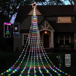 Outdoor Christmas Lights with Star Topper, 10.8FT 48 Scenes RGB Color Changing Waterproof, DIY Custom Display, APP Control Timer Music, String Lights for Garden Yard Christmas Tree Decoration